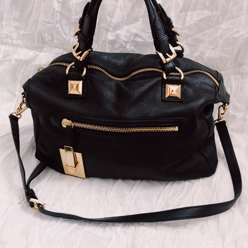 Michael Kors Black Leather Satchel Handbag